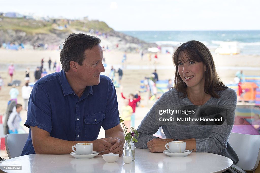 Prime Minister David Cameron Spends A Holiday In Cornwall