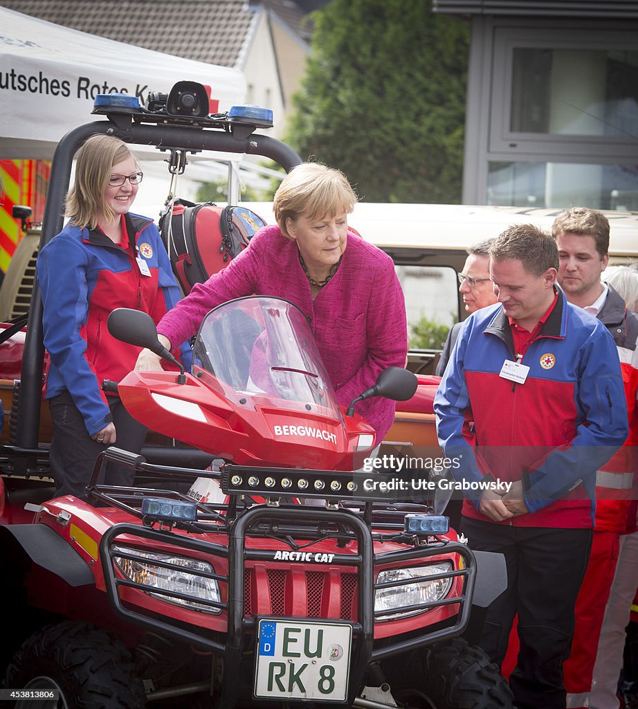 Chancellor Merkel Visits Federal Office Of Civil Protection And Disaster Assistance