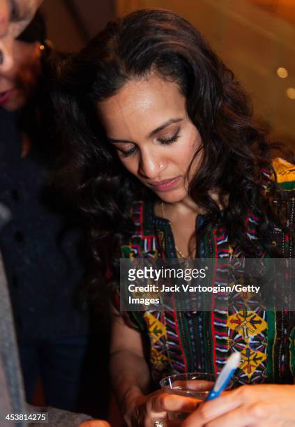 British-born Indian musician Anoushka Shankar signs an autograph at a reception after her ensemble's World Music Institute concert at New York...