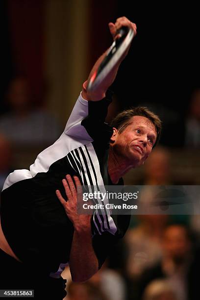 Wayne Ferreira of South Africa in action during his group match against John McEnroe of USA on day two of the Statoil Masters Tennis at the Royal...