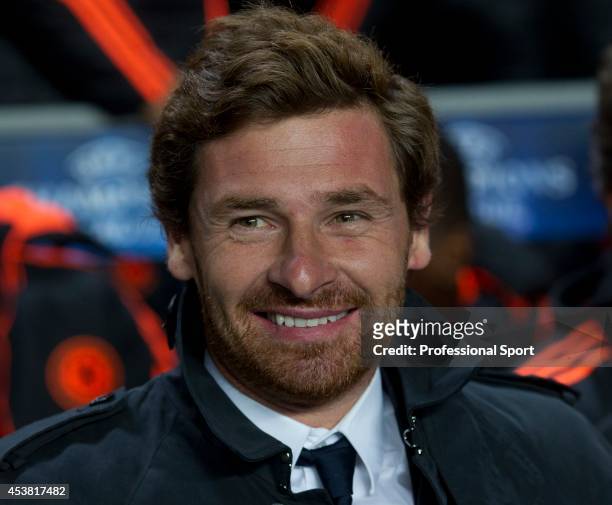 Chelsea manager Andre Villas-Boas smiling during the UEFA Champions League Group E match between Chelsea and KRC Genk at Stamford Bridge on October...