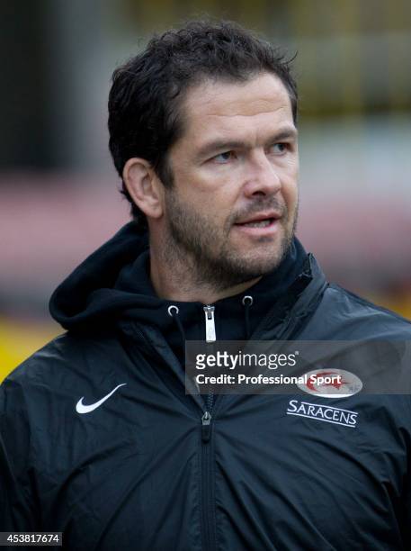 Saracens coach Andy Farrell during the Aviva Premiership match between Saracens and Sale Sharks at Vicarage Road on November 6, 2011 in Watford,...
