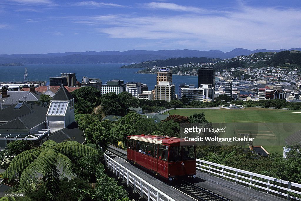 New Zealand, Wellington, Overview Of City, Cable Car...