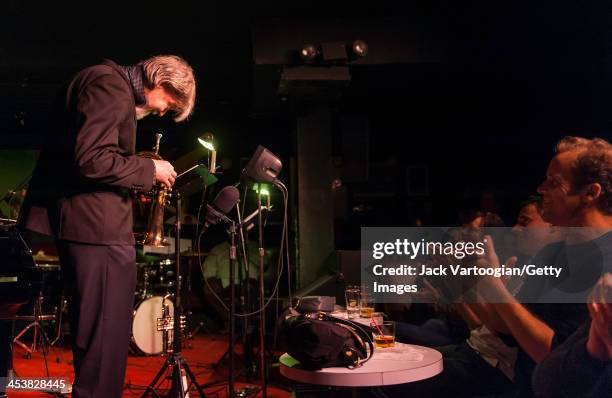 American Jazz musician Tom Harrell plays fluegelhorn as he leads his quintet during their second set at the Village Vanguard, New York, New York,...