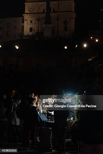 General view of Christmas lights seen at Piazza di Spagna on December 5, 2013 in Rome, Italy.