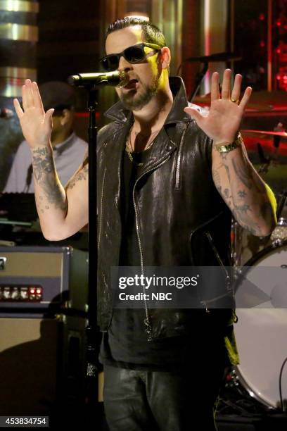 Episode 0111 -- Pictured: Joel Madden of musical guest The Madden Brothers performs on August 19, 2014 --