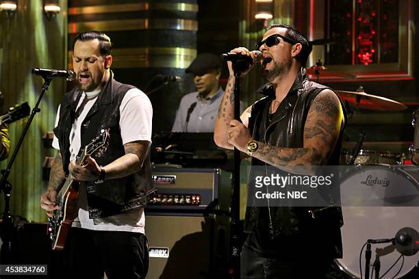 Episode 0111 -- Pictured: Benji Madden and Joel Madden of musical guest The Madden Brothers perform on August 19, 2014 --