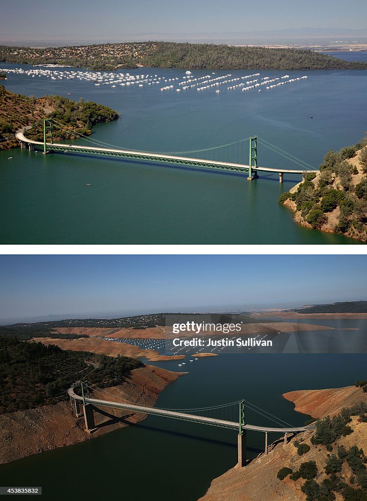 Before And After: Statewide Drought Takes Toll On California's Lake Oroville Water Level
