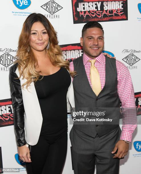 Executive Producer Jenni "JWOWW" Farley and Ronnie Ortiz-Magro attends the "Jersey Shore Massacre" New York Premiere at AMC Lincoln Square Theater on...