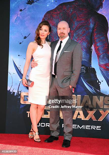Screenwriter Steven S. DeKnight and Jamie Slater arrive at the Los Angeles premiere of Marvel's 'Guardians Of The Galaxy' at the El Capitan Theatre...