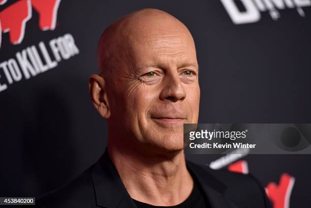 Actor Bruce Willis attends the premiere of Dimension Films' "Sin City: A Dame To Kill For" at TCL Chinese Theatre on August 19, 2014 in Hollywood,...