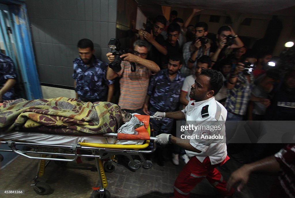 Wounded and dead bodies are taken to Al-Shifa hospital after Israeli attacks