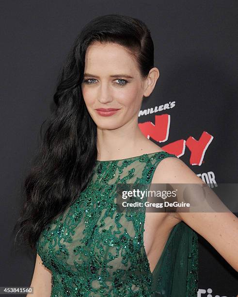 Actress Eva Green arrives at the Los Angeles premiere of "Sin City: A Dame To Kill For" at TCL Chinese Theatre on August 19, 2014 in Hollywood,...