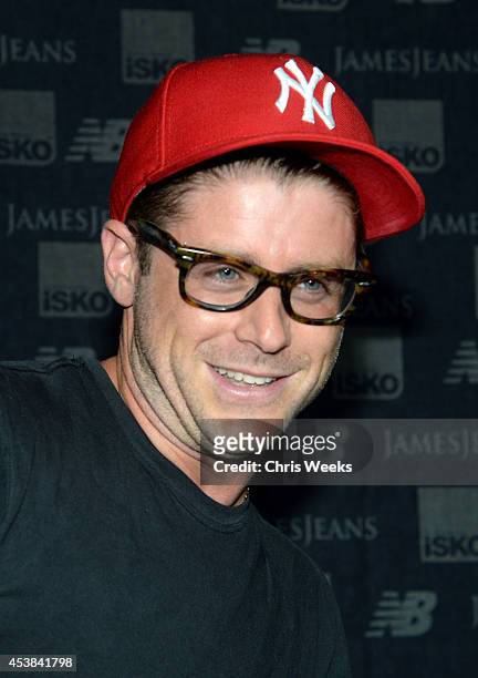 Actor Jon Abrahams attends a dance party with New Balance and James Jeans powered by ISKO at the home of Pascal Mouwad on August 19, 2014 in Bel Air,...