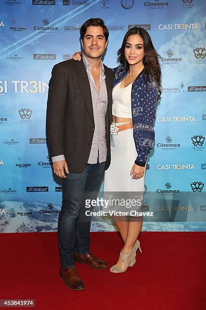 Melissa Barrera and Paco Zazueta attends "Casi Treinta" Mexico City premiere red carpet at Cinemex Antara Polanco on August 19, 2014 in Mexico City,...