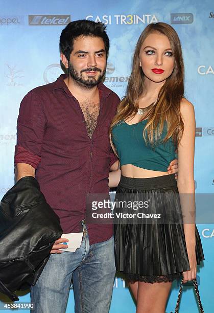 José Eduardo Derbez and guest attend "Casi Treinta" Mexico City premiere red carpet at Cinemex Antara Polanco on August 19, 2014 in Mexico City,...