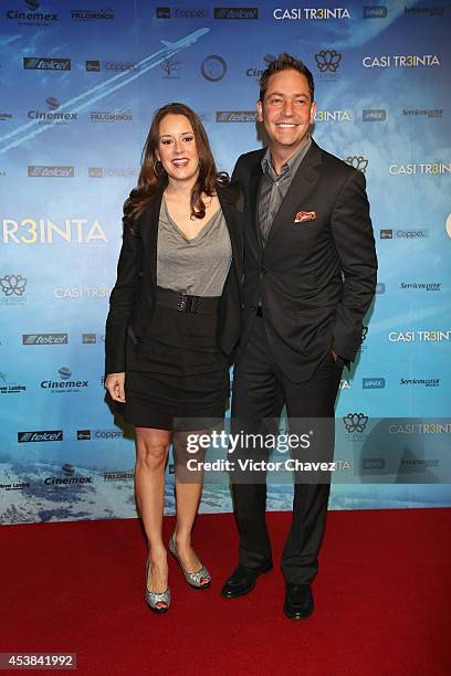 Beatriz Puig and her husband Jan attend "Casi Treinta" Mexico City premiere red carpet at Cinemex Antara Polanco on August 19, 2014 in Mexico City,...