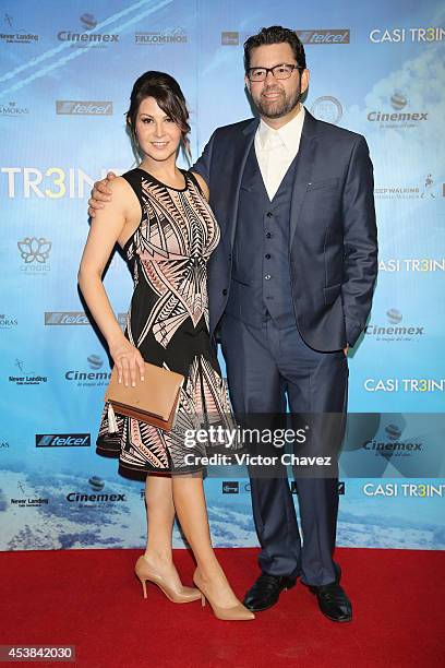 Beatriz Herrera and her husband film director Alejandro Sugich attend "Casi Treinta" Mexico City premiere red carpet at Cinemex Antara Polanco on...