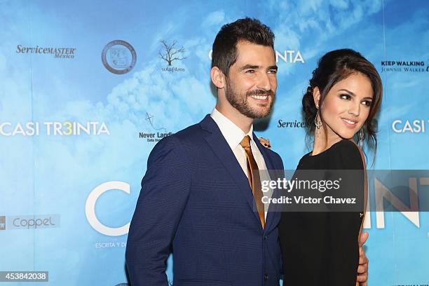 Manuel Balbi and Eiza González attend "Casi Treinta" Mexico City premiere red carpet at Cinemex Antara Polanco on August 19, 2014 in Mexico City,...