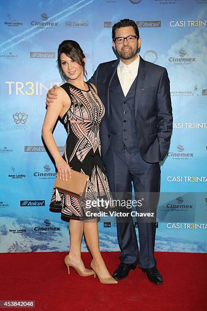 Beatriz Herrera and her husband film director Alejandro Sugich attend "Casi Treinta" Mexico City premiere red carpet at Cinemex Antara Polanco on...