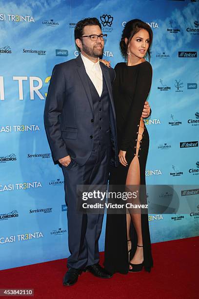 Film director Alejandro Sugich and actress Eiza González attend "Casi Treinta" Mexico City premiere red carpet at Cinemex Antara Polanco on August...