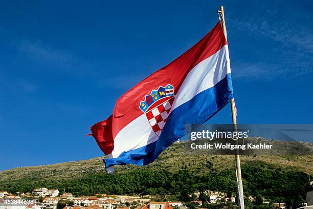 Croatia, Dubrovnik, Croatian Flag.