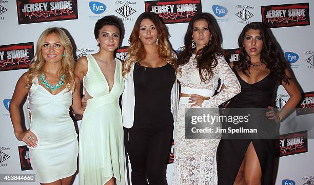 Actors Christina Scaglione, Danielle Dallacco, tv personality Jenni "JWoww" Farley, actors Angelica Boccella and Nicole Rutigliano attend the "Jersey...