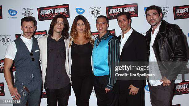 Actors Brenton Duplessie, John Michael Hastie, tv personality Jenni "JWoww" Farley, actors Chris Lazzaro, Giovanni Roselli and Brett Azar attend the...