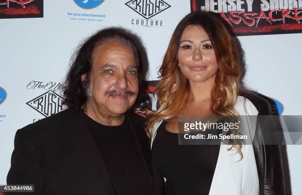 Ron Jeremy and tv personality Jenni "JWoww" Farley attend the "Jersey Shore Massacre" New York Premiere at AMC Lincoln Square Theater on August 19,...