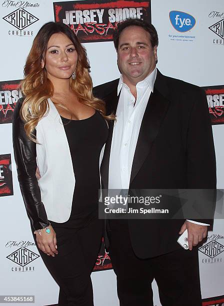 Personality Jenni "JWoww" Farley and director Paul Tarnopol attend the "Jersey Shore Massacre" New York Premiere at AMC Lincoln Square Theater on...