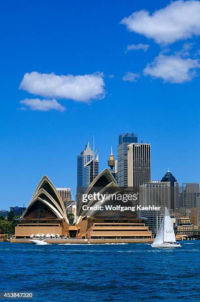 Australia, Sydney, View Of Opera House And City Skyline.