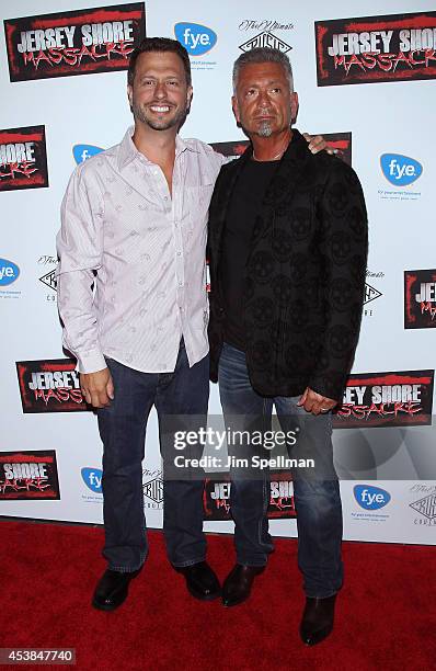 Writer Sal Governale and tv personality Larry Caputo attend the "Jersey Shore Massacre" New York Premiere at AMC Lincoln Square Theater on August 19,...