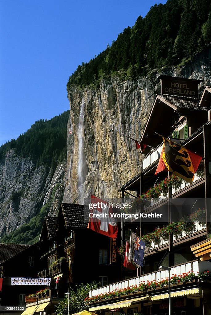 Switzerland, Bernese Oberland, Lauterbrunnen, Waterfall In...