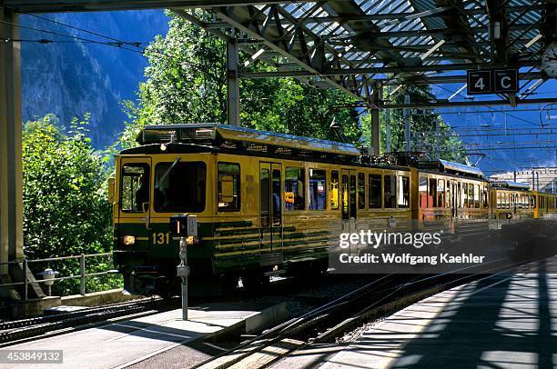 Switzerland, Bernese Oberland, Lauterbrunnen, Train Station.