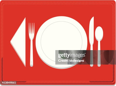 Dinnerware Place Setting with Optional Red Stitched Placemat Dinnerware Place Setting with Optional Red Stitched Placemat