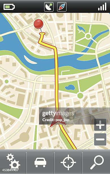 illustrazioni stock, clip art, cartoni animati e icone di tendenza di navigatore gps interfaccia - display