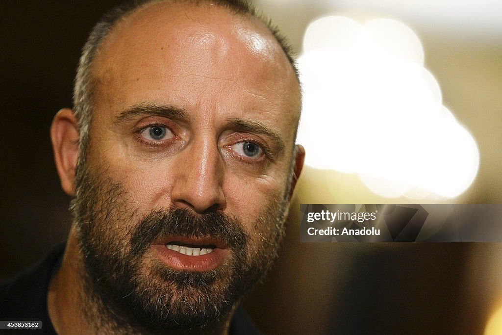 Turkish actor Halit Ergenc speaks to media