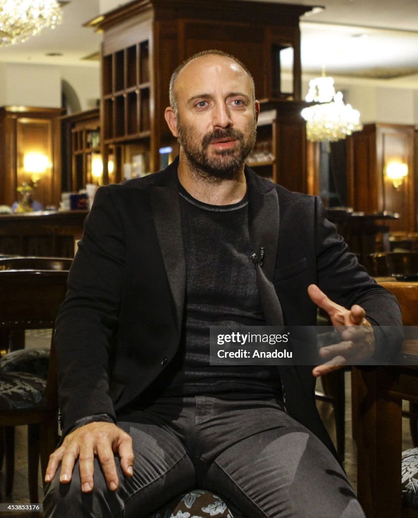 Turkish actor Halit Ergenc speaks to media