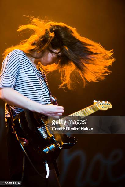 Laura-Mary Carter of Blood Red Shoes performs on stage at Lowlands Festival at Evenemententerrein Walibi World on August 15, 2014 in Biddinghuizen,...