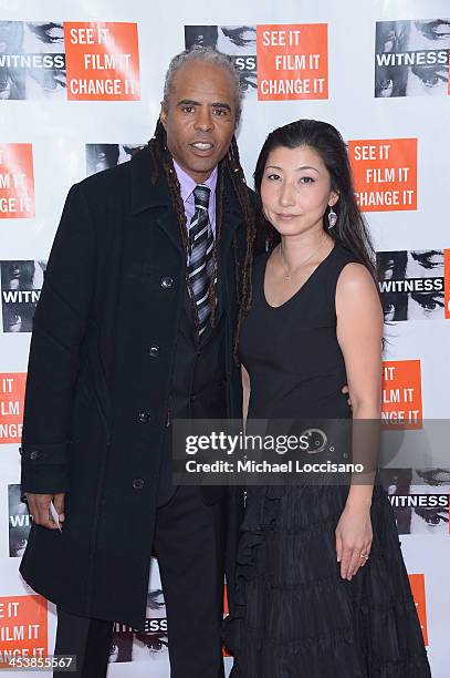 Hassan Hakmoun and Chikako Iwahori attend the 2013 Focus For Change gala benefiting WITNESS at Roseland Ballroom on December 5, 2013 in New York City.