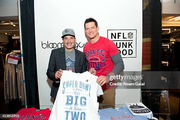 Stylist Phillip Bloch and New York Giants punter Steve Weatherford attend Junk Food Clothing's 2014 NFL Playoff Tailgate Party at Bloomingdale's on...