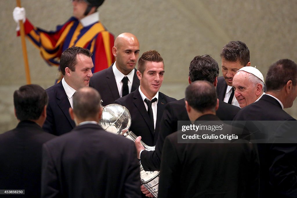 Pope Francis Receives San Lorenzo Team