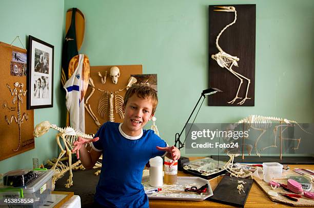 Ten-year-old Francois Malherbe during an interview on August 13, 2014 in Cape Town, South Africa. Malherbe and his father collect and reconstruct...