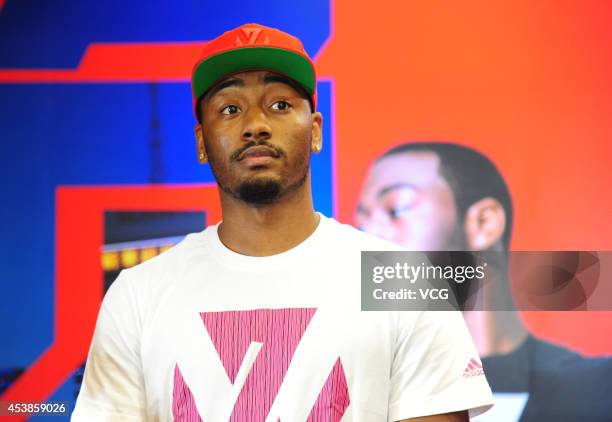 Player John Wall of the Washington Wizards meets fans at Adidas store on August 20, 2014 in Shenyang, China.