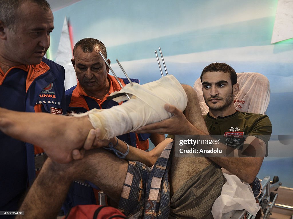 Some of wounded Palestinians treated in Ben Gurion International ahead of airlifted to Turkey