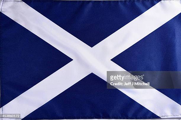 In this photo illustration, a saltire flag is placed on a table on August 20, 2014 in Glasgow, Scotland. First Minister Alex Salmond's, chief...