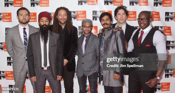 Tomas Fujiwara, Sonny Singh, MiWi La Lupa, Rohin Khemani, Sunny Jain, Mike Bomwell, and Ernest Stuart of the band Red Baraat attend the 2013 Focus...