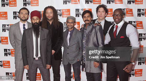 Tomas Fujiwara, Sonny Singh, MiWi La Lupa, Rohin Khemani, Sunny Jain, Mike Bomwell, and Ernest Stuart of the band Red Baraat attend the 2013 Focus...
