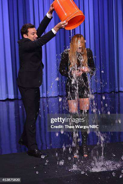 Lindsay Lohan Visits "The Tonight Show Starring Jimmy Fallon" at Rockefeller Center on August 20, 2014 in New York City.