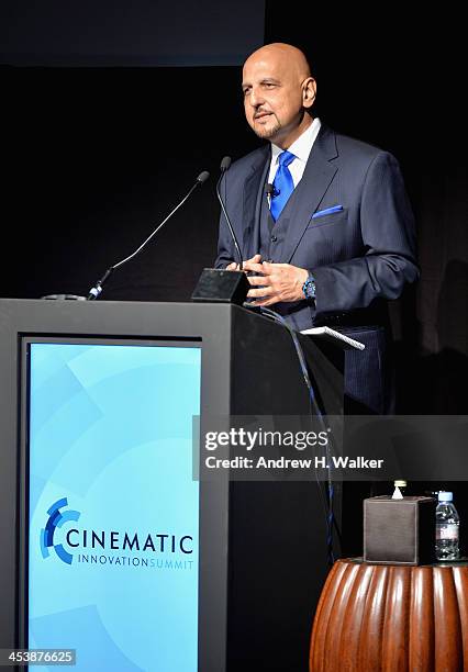 Tariq Qureishy, CEO of Vantage Holdings speaks on stage at the Cinematic Innovation Summit ahead of the 10th Annual Dubai International Film Festival...